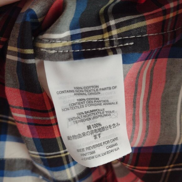 J Crew Womens Plaid Tartan Shirt 4 S Red White Festive Holiday Button Front Top - Picture 8 of 10